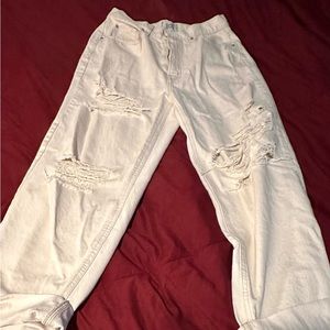 URBAN OUTFITTERS BDG HIGH WAISTED DISTRESSED JEANS WITH CUFF BOTTOM